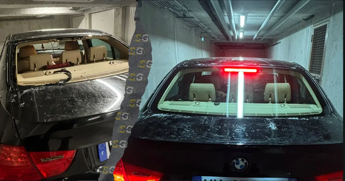 bmw pare-brise cassé et reparé par sosglass 74